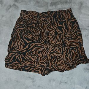 H&M High Waist Zebra Print Shorts - Black and Brown
